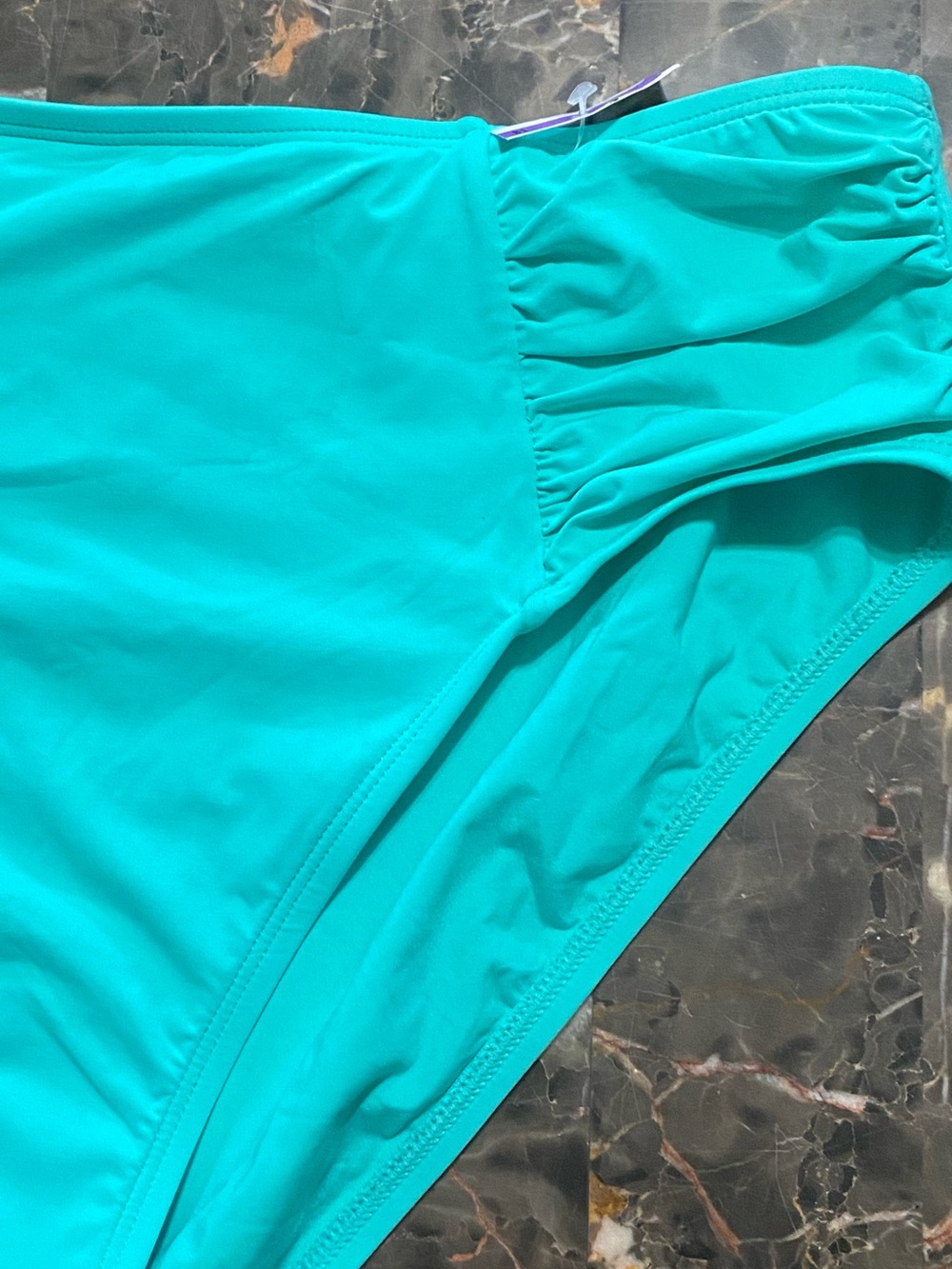 La Blanca Island Goddess Turquoise Side Shirred High Waisted Bikini Bottom - Picture 3 of 6